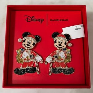 Disney BaubleBar Mickey Mouse Christmas Santa Costume Rhinestone Earrings